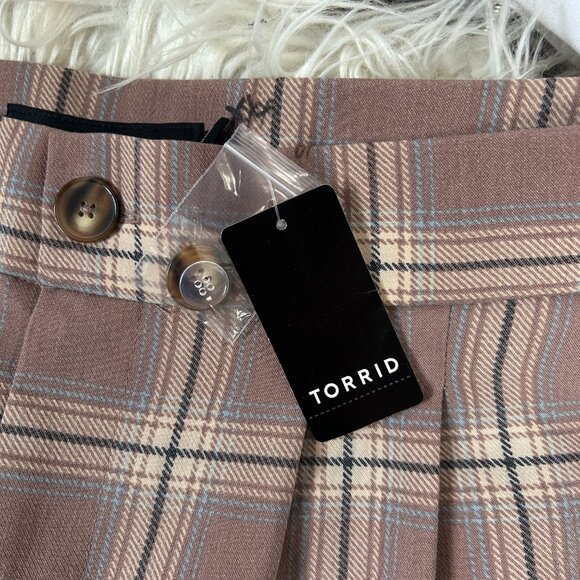 Studio by Torrid Tailored Twill Wide Leg High Rise Pants Plaid NWT 18 S - Picture 5 of 7